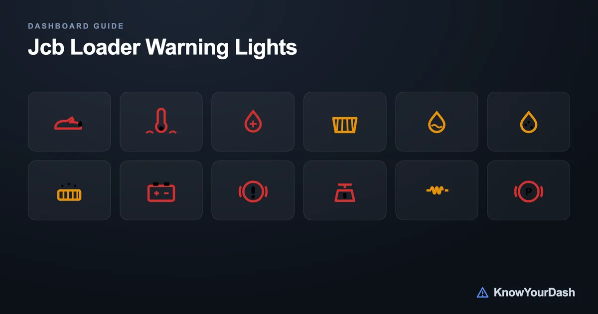Jcb Loader dashboard warning lights chart