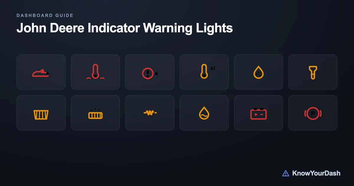 John Deere Indicator dashboard warning lights chart