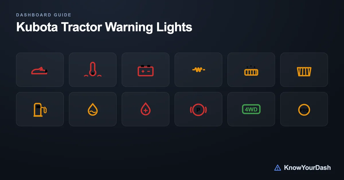 Kubota Tractor What They Mean dashboard warning lights chart