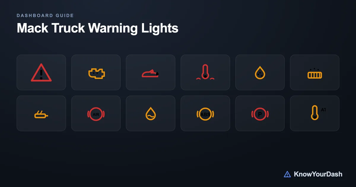 Mack Truck : What Each One Means dashboard warning lights chart
